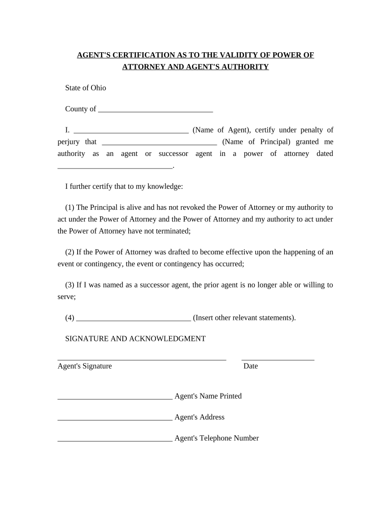 Validity Power Attorney  Form