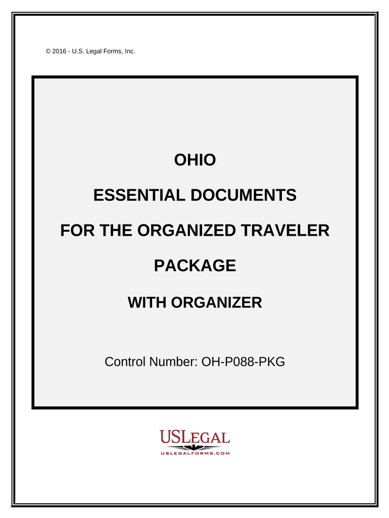 Essential Documents for the Organized Traveler Package with Personal Organizer Ohio  Form