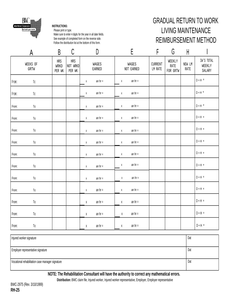 Ohio Return Work Workers  Form