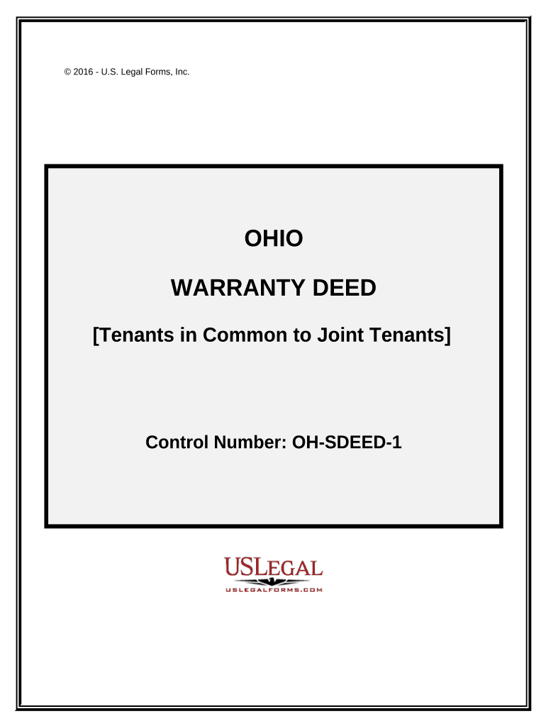 Warranty Deed for Husband and Wife Converting Property from Tenants in Common to Joint Tenancy Ohio  Form