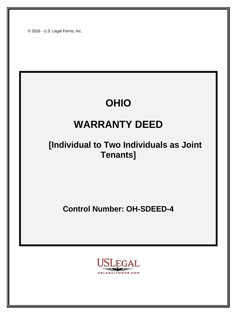 Warranty Deed for Separate or Joint Property to Joint Tenancy Ohio  Form