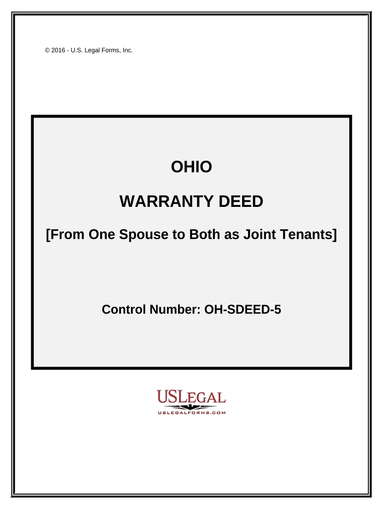 Warranty Deed to Separate Property of One Spouse to Both Spouses as Joint Tenants Ohio  Form