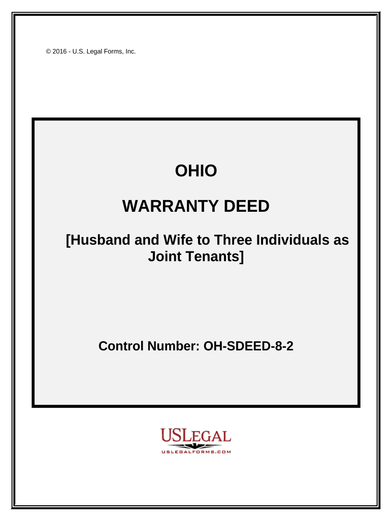 Warranty Deed for Husband and Wife to Three Individuals as Joint Tenants Ohio  Form