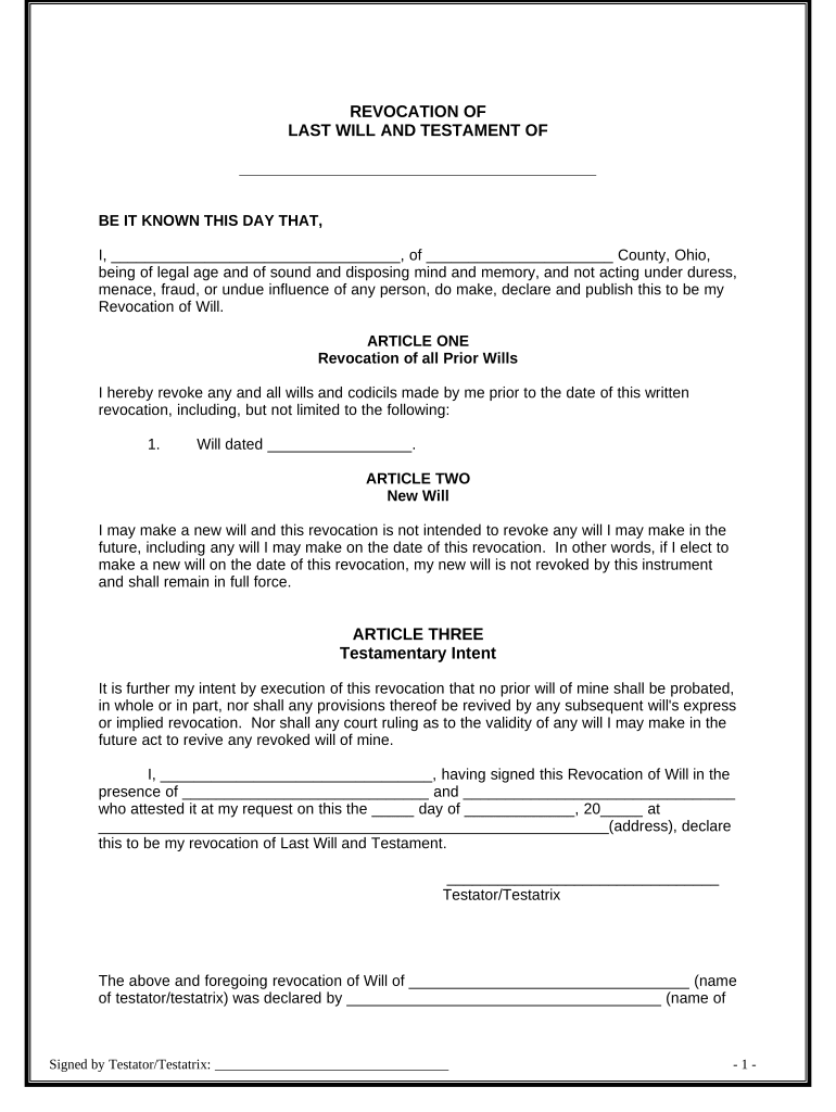Ohio Revocation  Form