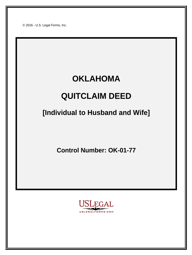 Quitclaim Deed from Individual to Husband and Wife Oklahoma  Form