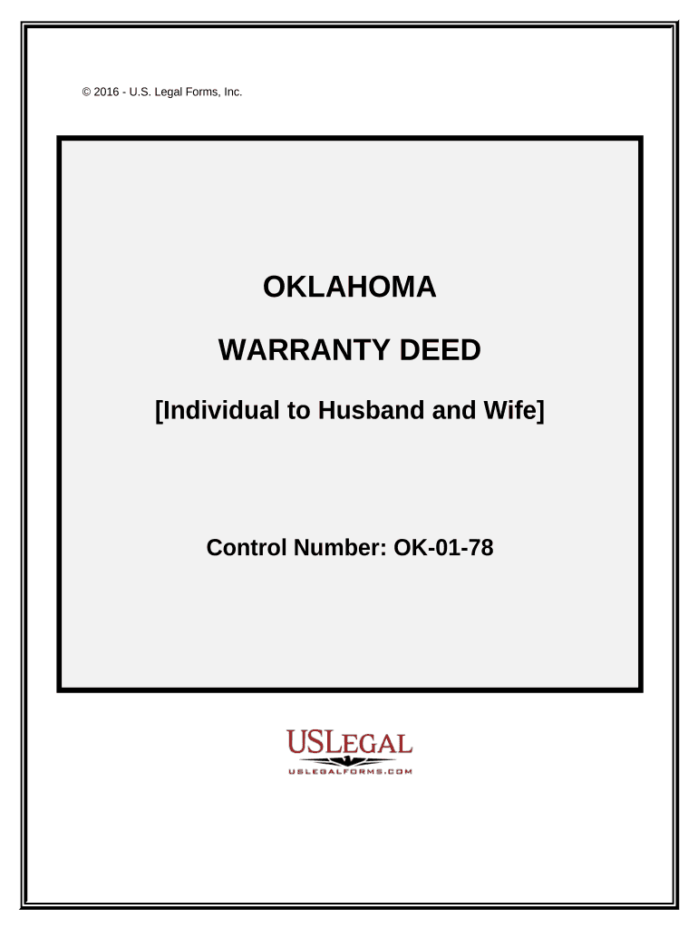 Warranty Deed from Individual to Husband and Wife Oklahoma  Form