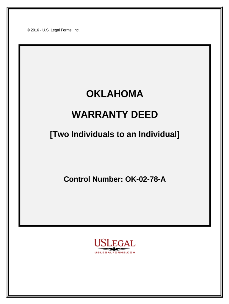Warranty Deed from Two Individuals to an Individual Oklahoma  Form