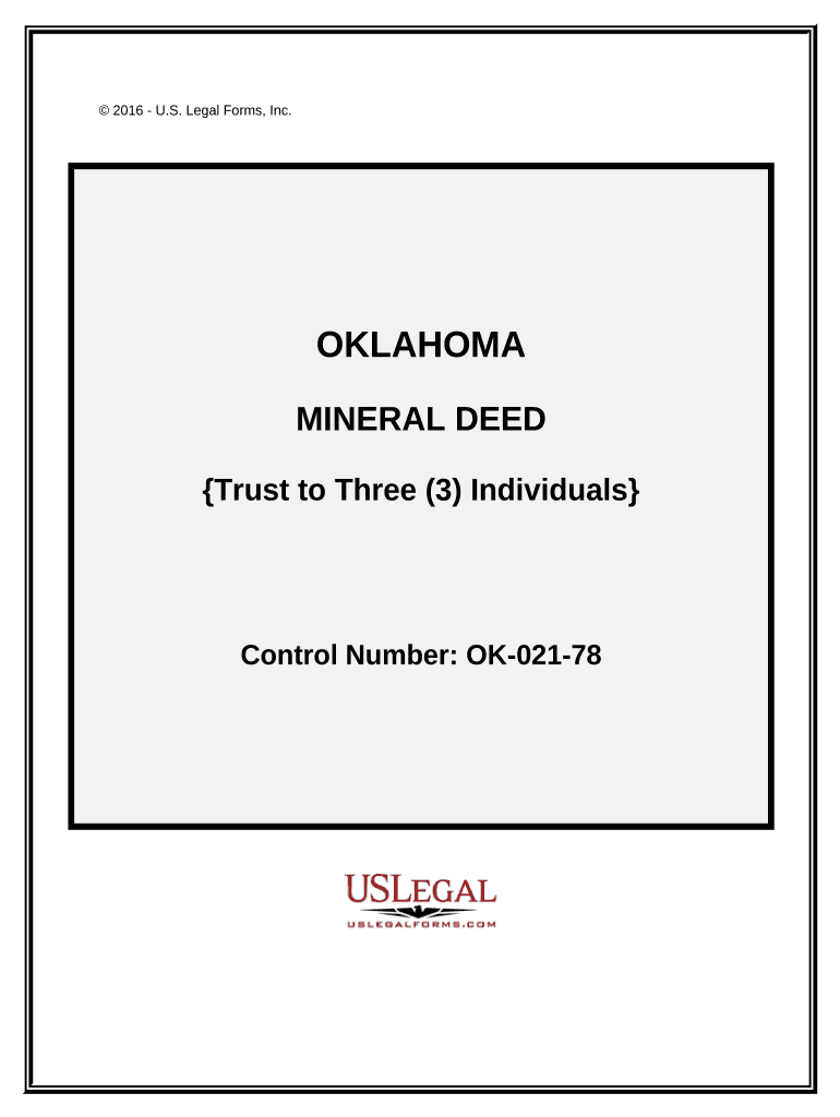 Mineral Deed Trust to Three Individuals Oklahoma  Form