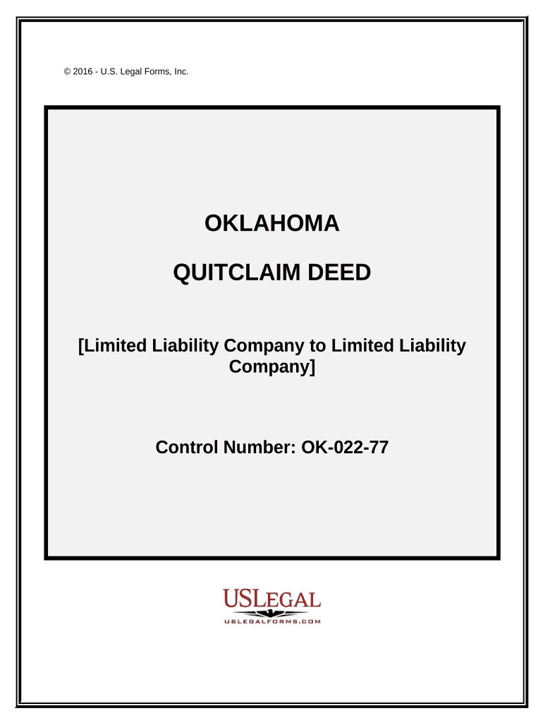 Quitclaim Deed Limited Liability Company to Limited Liability Company Oklahoma  Form
