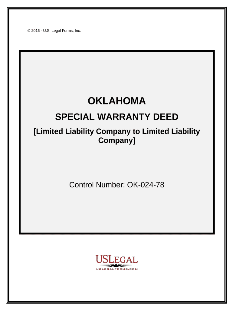 Special Warranty Deed Limited Liability Company to Limited Liability Company Oklahoma  Form