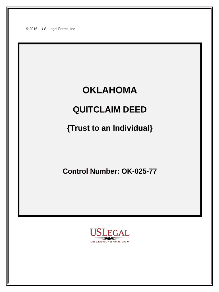 Quitclaim Deed Trust to an Individual Oklahoma  Form