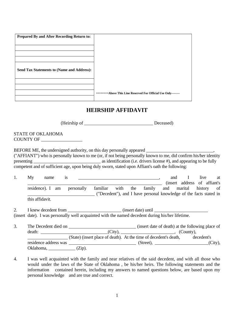 Oklahoma Affidavit  Form