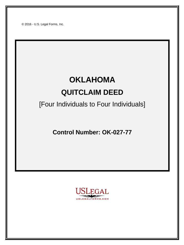 Quitclaim Deed from Four Individual Grantors to Four Individual Grantees Oklahoma  Form