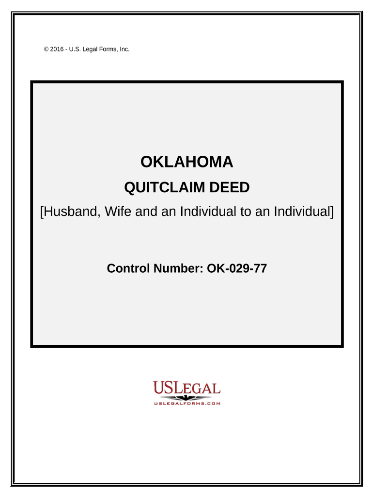 Quitclaim Deed from Husband, Wife and an Individual to an Individual Oklahoma  Form