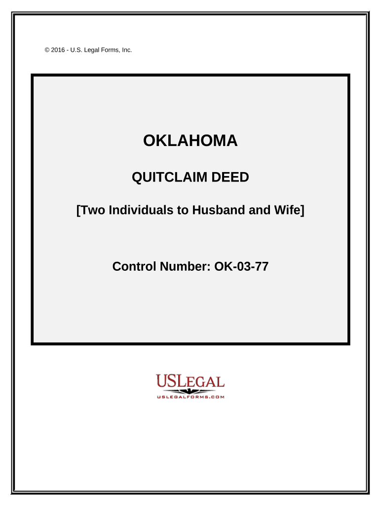 Quitclaim Deed by Two Individuals to Husband and Wife Oklahoma  Form