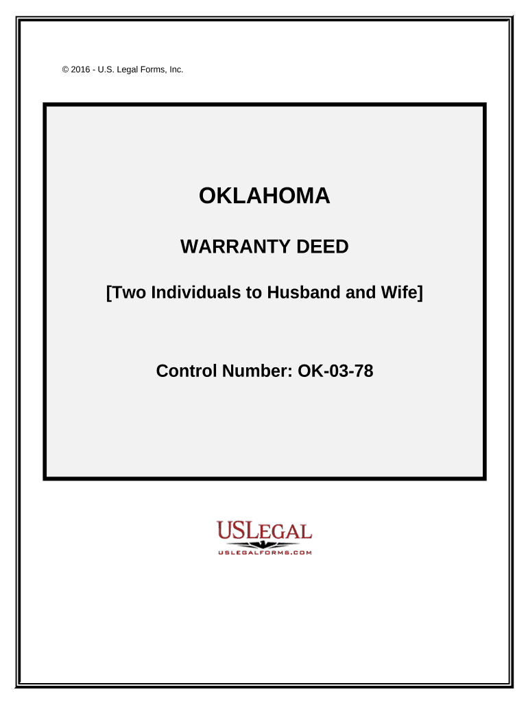 Warranty Deed from Two Individuals to Husband and Wife Oklahoma  Form