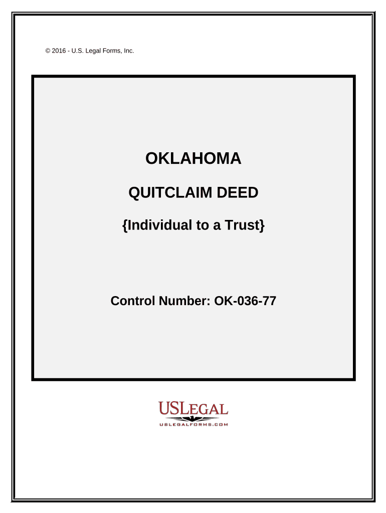 Quitclaim Deed Individual to a Trust Oklahoma  Form