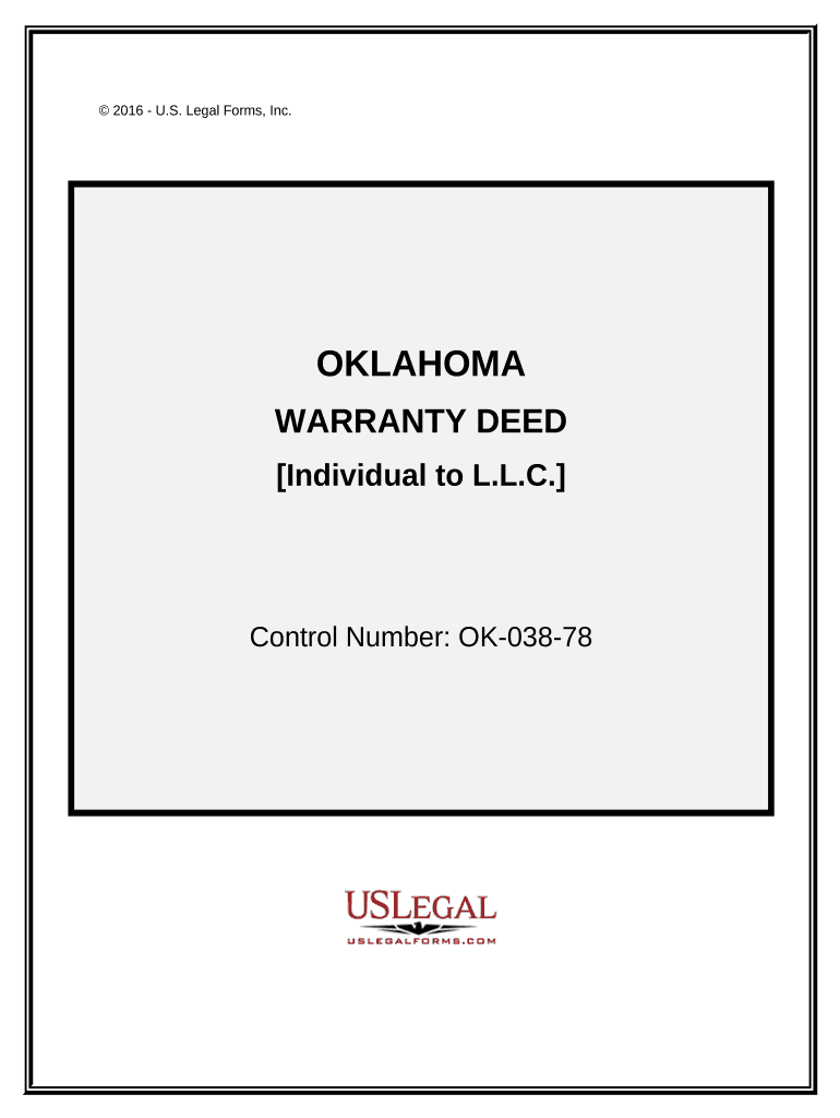 Warranty Deed from an Individual to a Limited Liability Company Oklahoma  Form