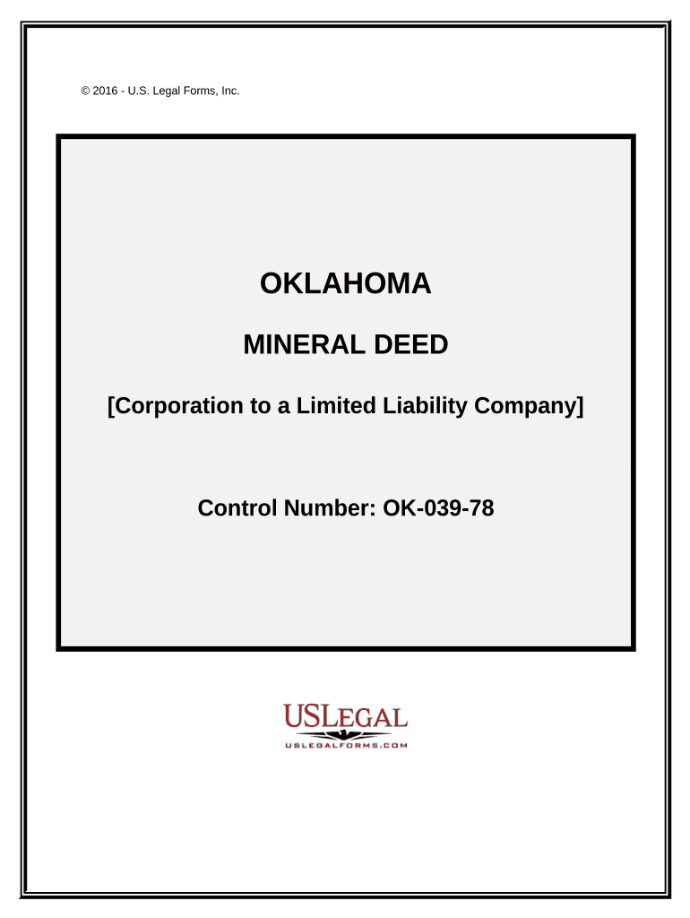 Mineral Deed from a Corporation to a Limited Liability Company Oklahoma  Form