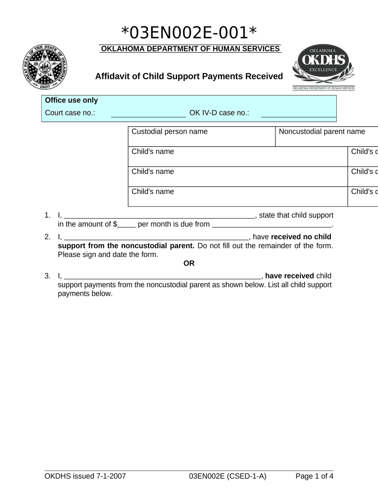 Ok Child Support  Form