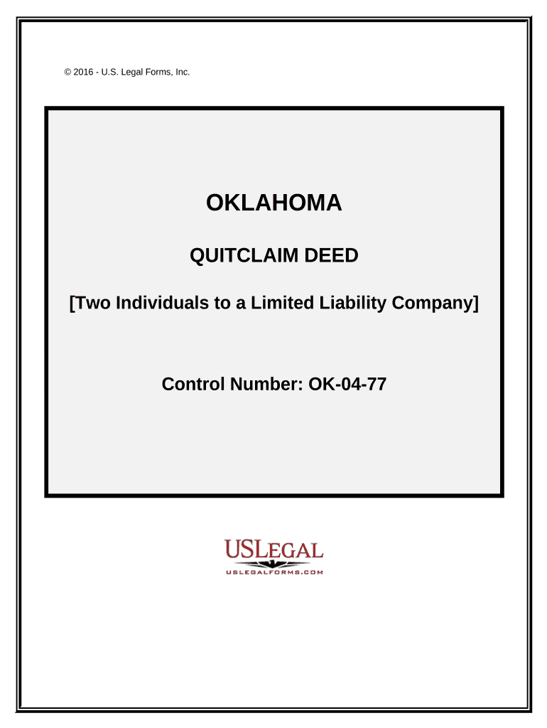 Quitclaim Deed by Two Individuals to LLC Oklahoma  Form