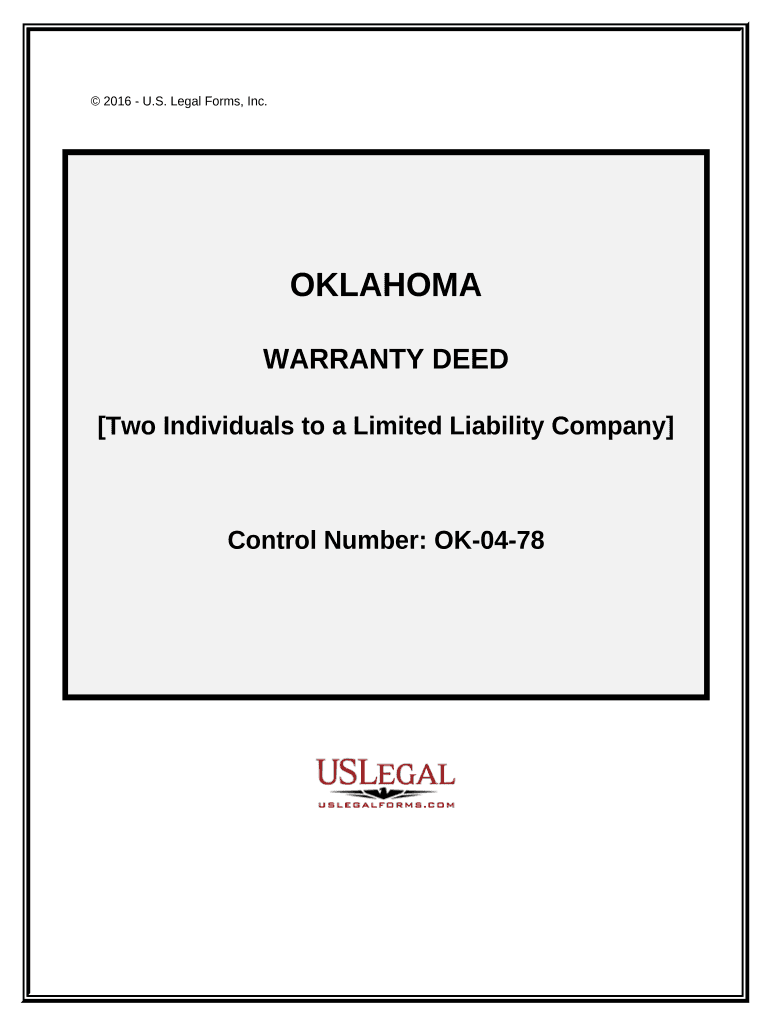 Warranty Deed from Two Individuals to LLC Oklahoma  Form