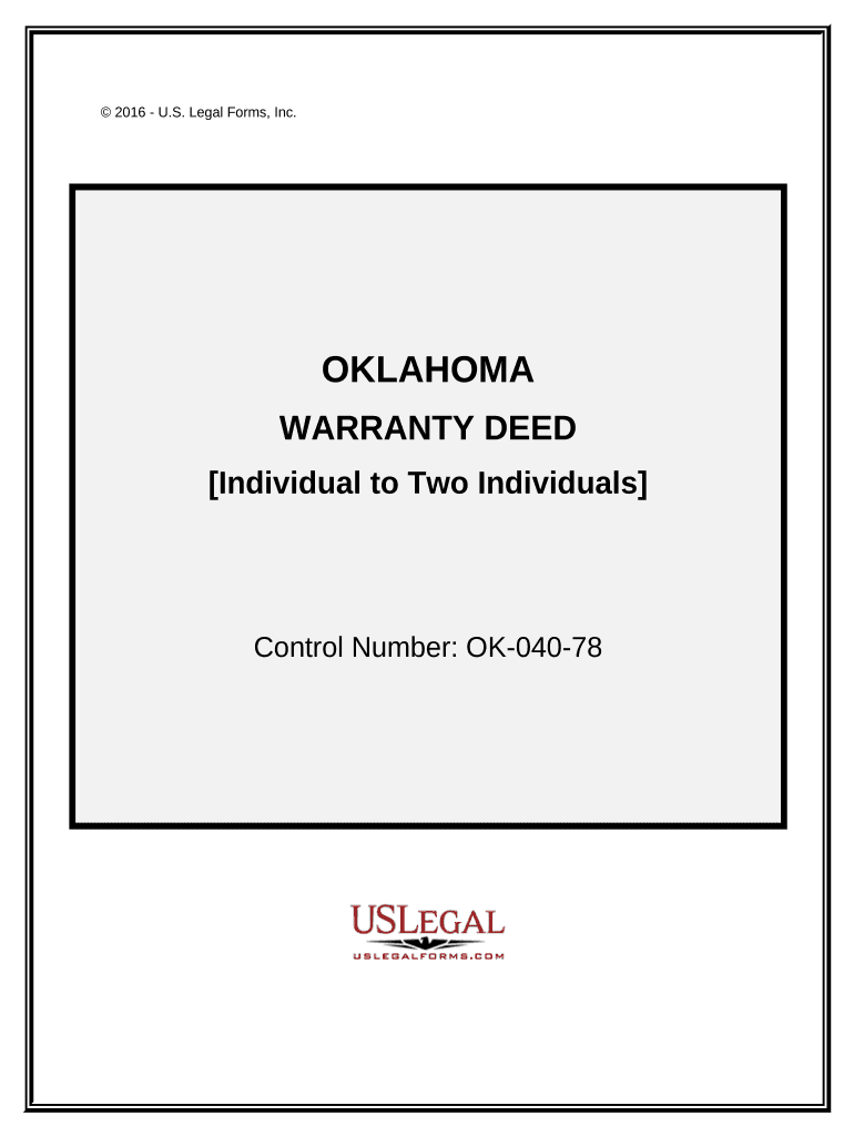 Warranty Deed from Individual to Two Individuals Oklahoma  Form