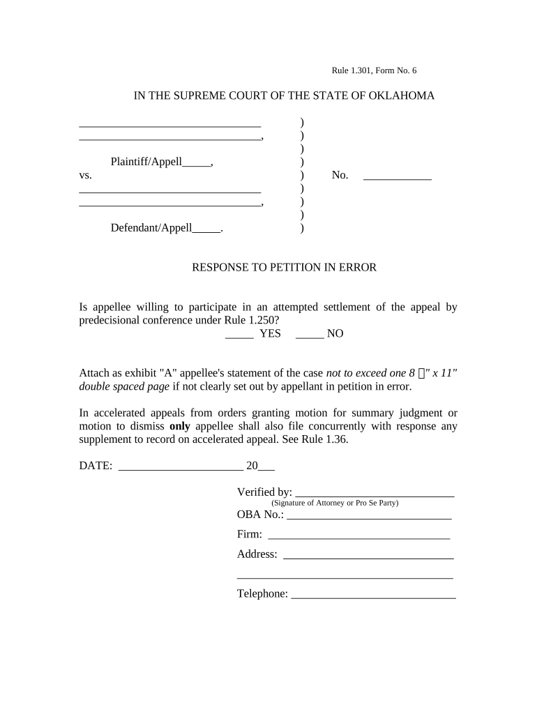 Oklahoma Rule  Form