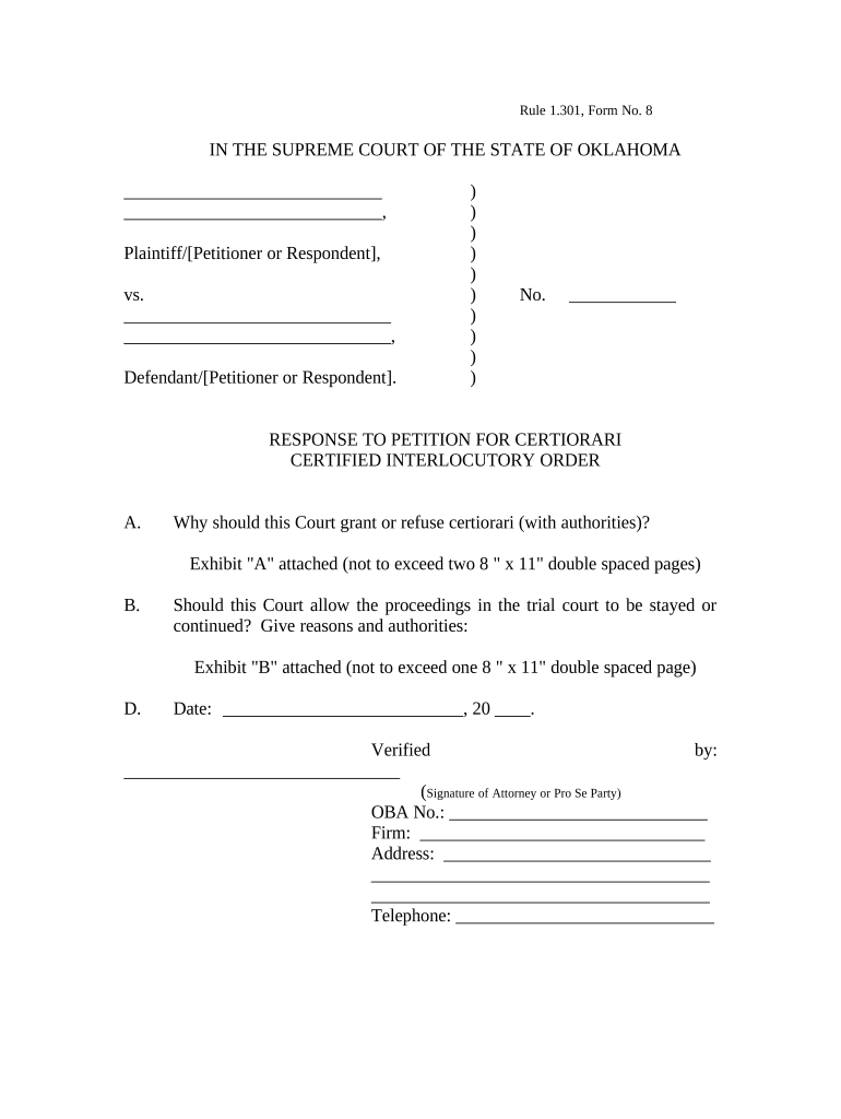 Certiorari Order  Form