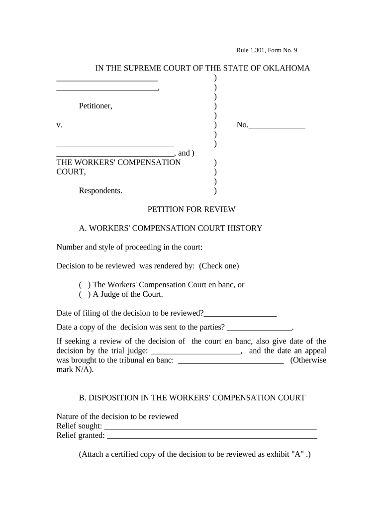 Oklahoma Petition Court  Form
