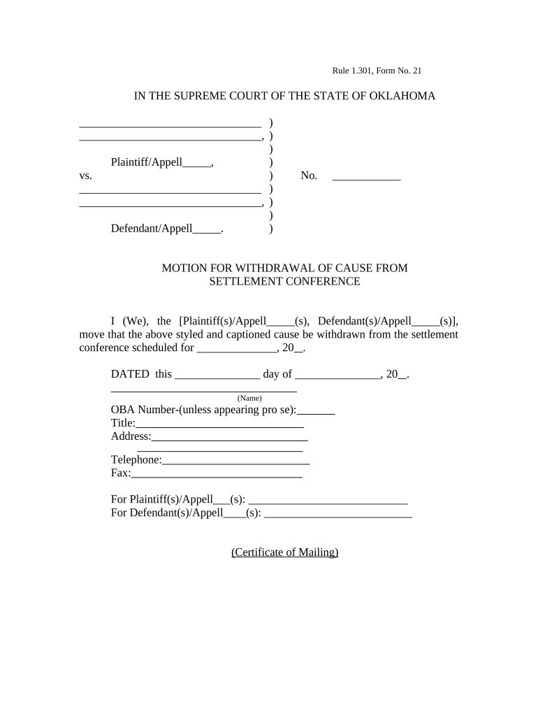 Motion Withdrawal  Form