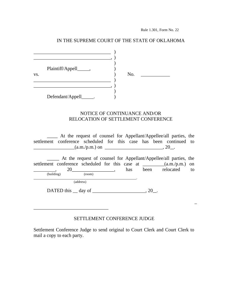 Notice Settlement Paper  Form