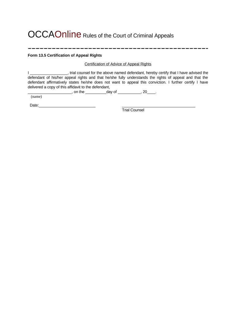 Oklahoma Form Appeal