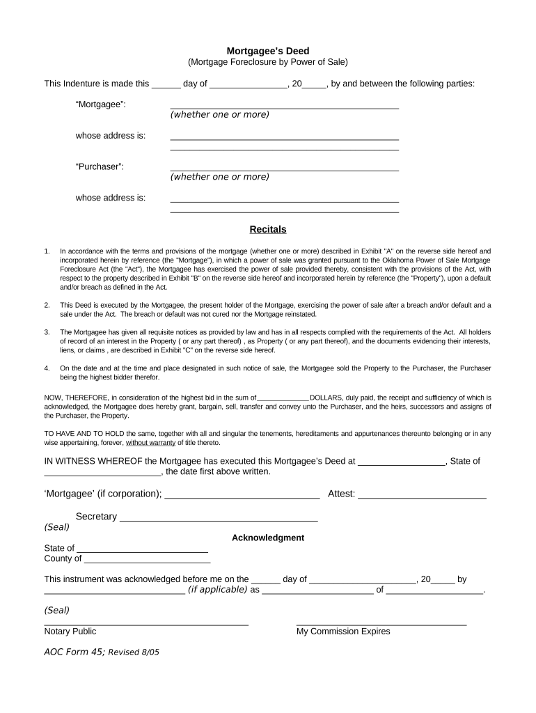 Oklahoma Deed Form