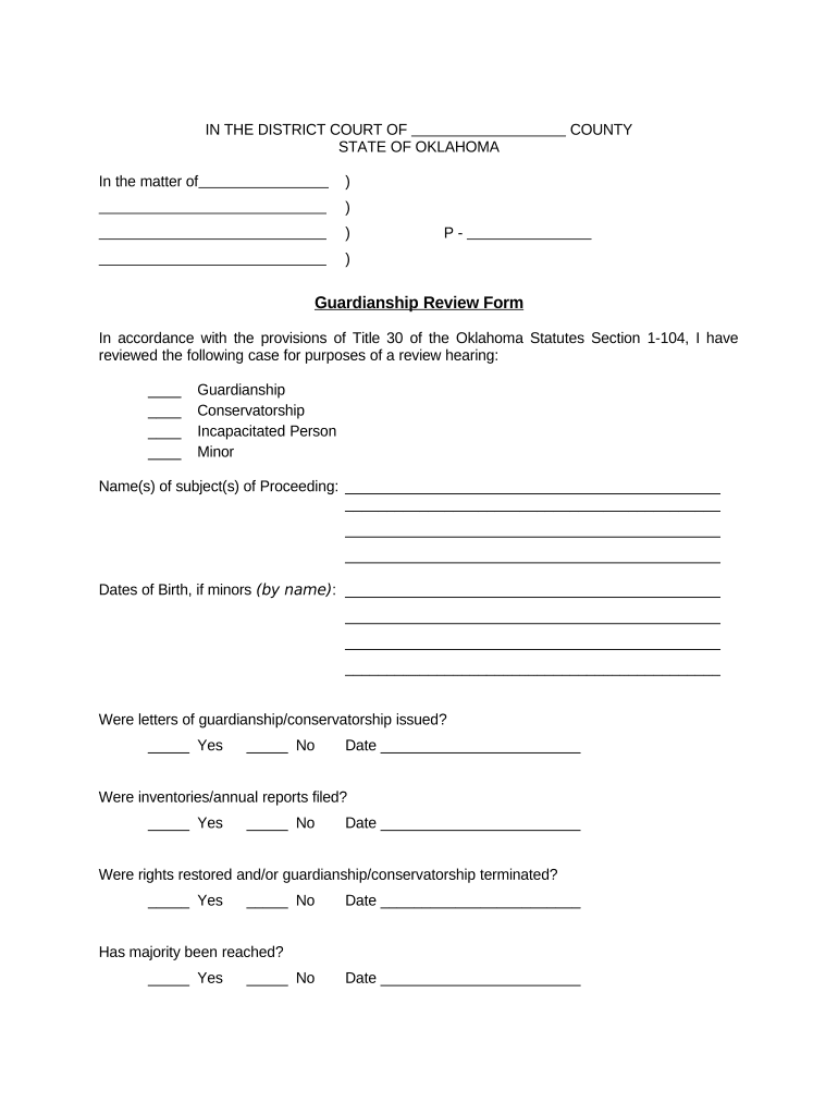 Ok Guardianship  Form