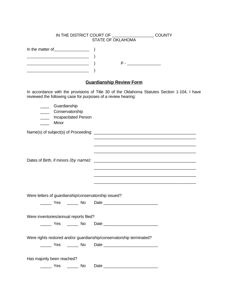 Ok Guardianship Form Fill Out And Sign Printable PDF Template SignNow