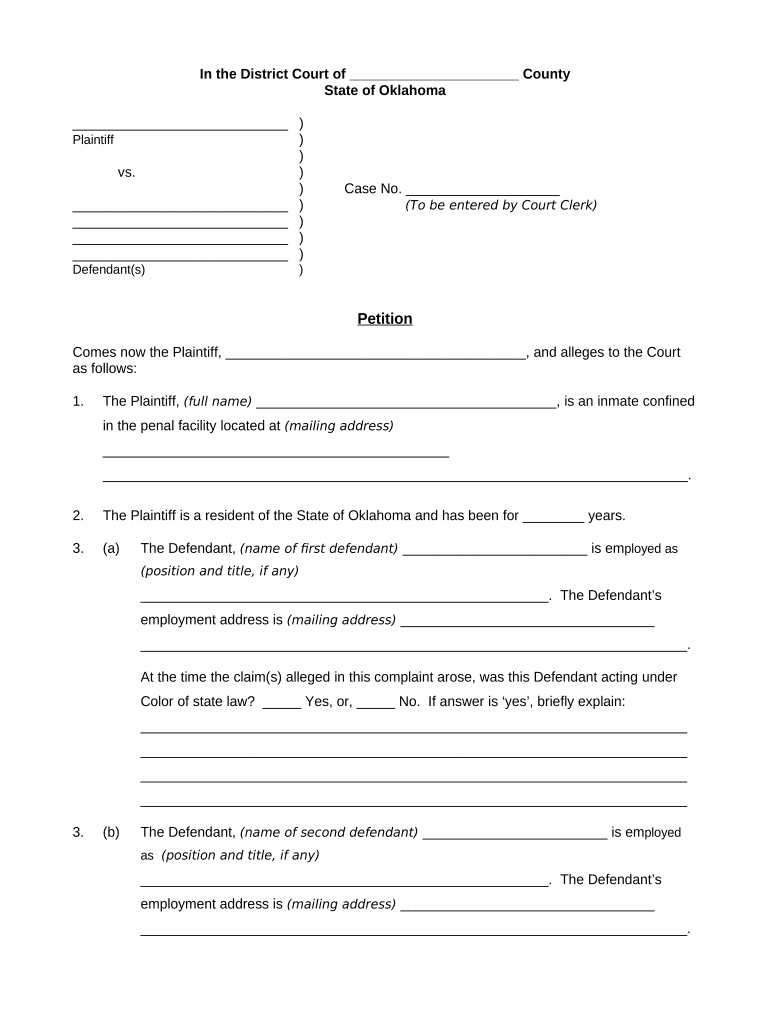 Petition Oklahoma  Form