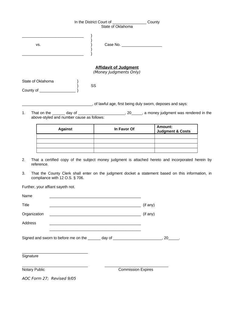 Ok Judgment  Form