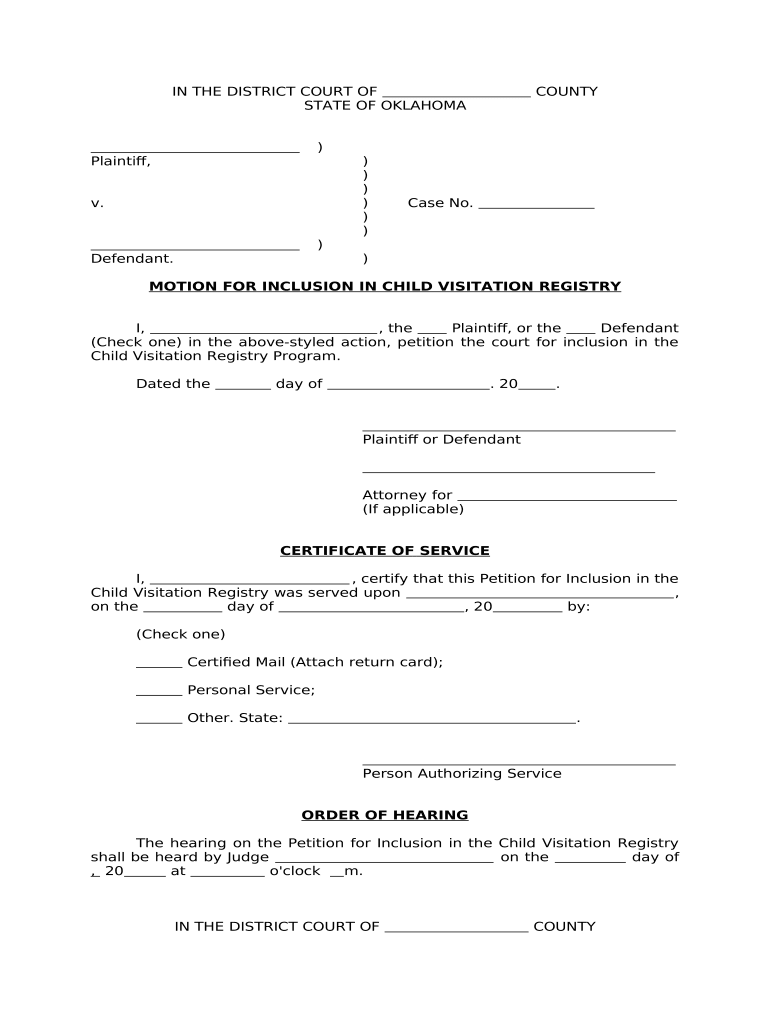 Oklahoma Visitation  Form