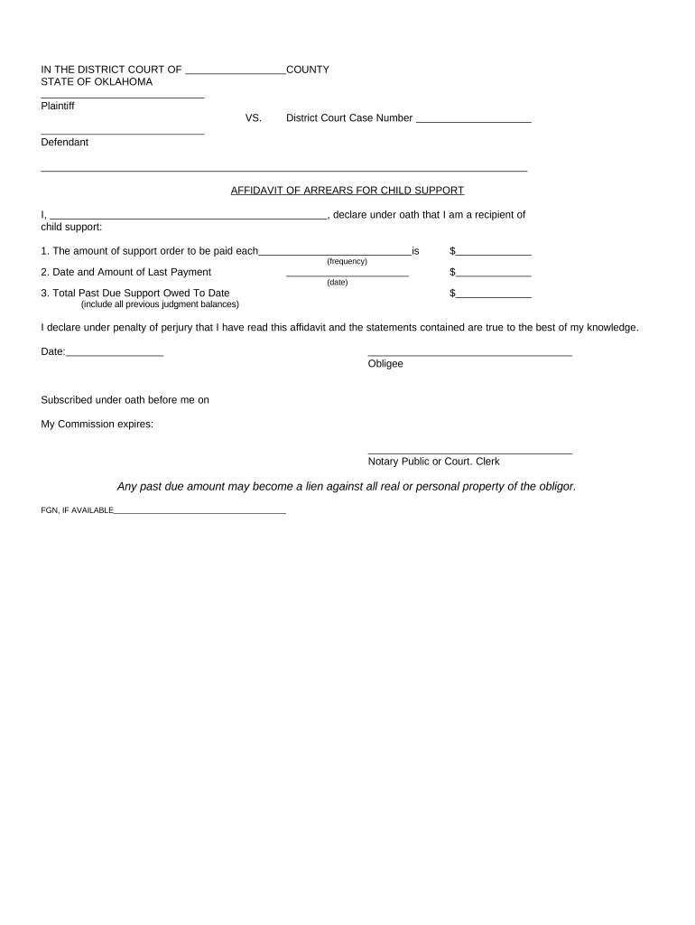 Arrears Child  Form