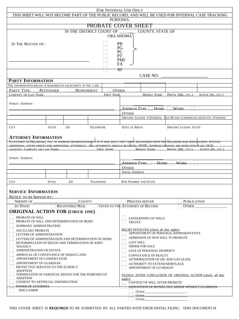 Oklahoma Probate  Form