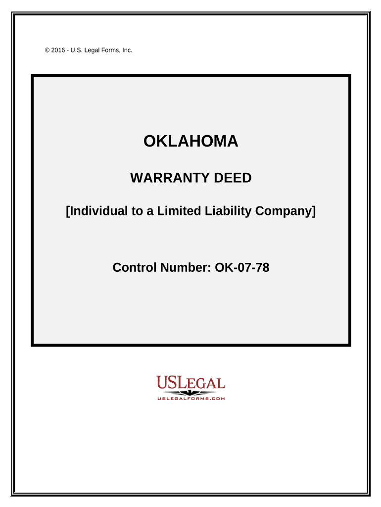 Warranty Deed from Individual to LLC Oklahoma  Form