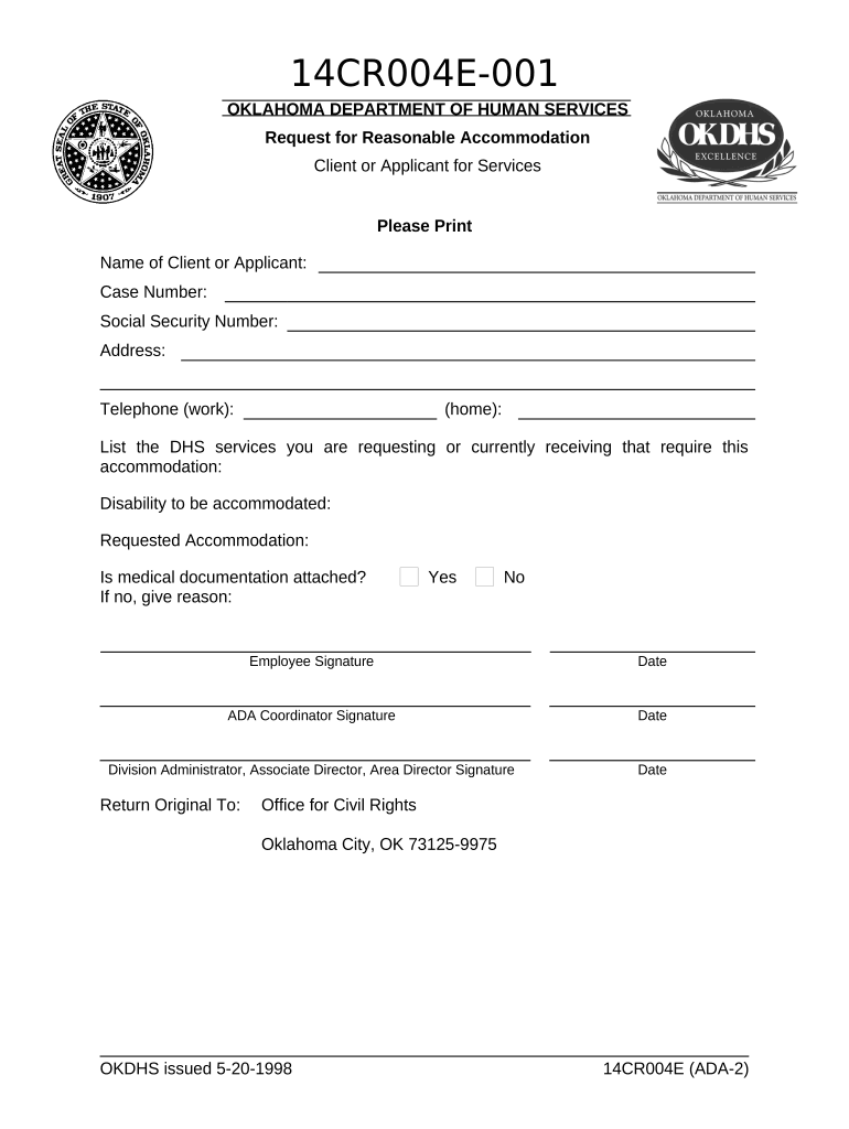 Request Reasonable Accommodation  Form