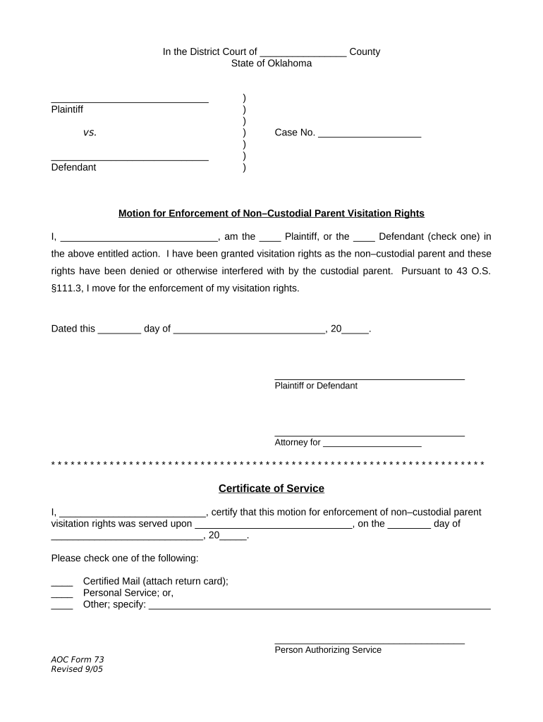 Motion Enforcement  Form