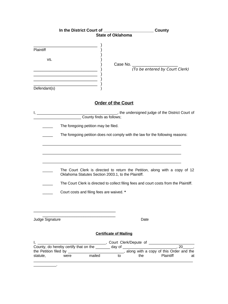 Ok Order Court  Form