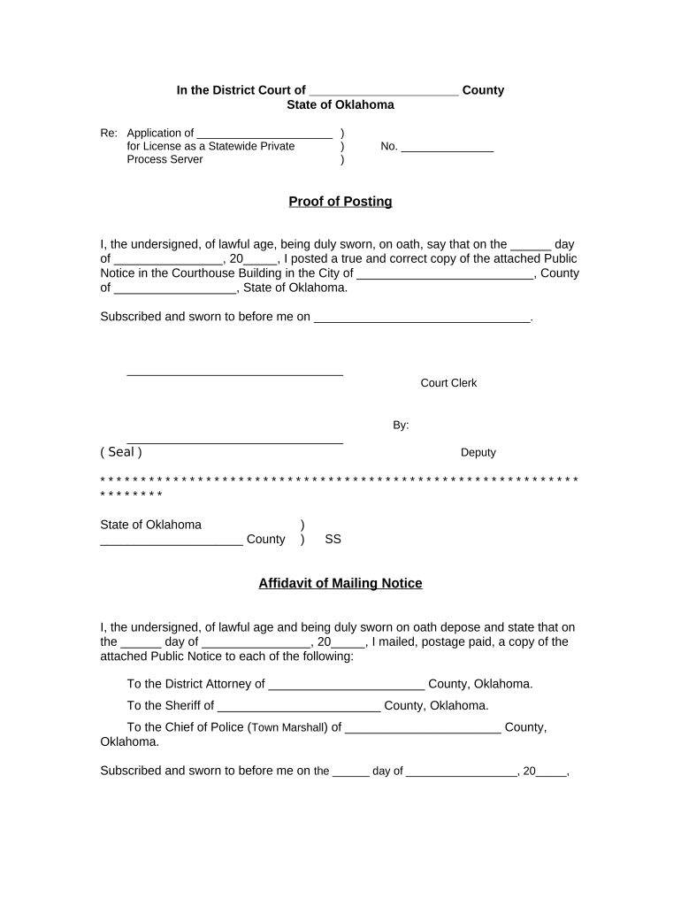 Proof of Posting Oklahoma  Form