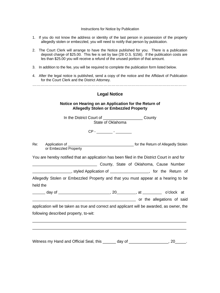 Oklahoma Notice Hearing Form