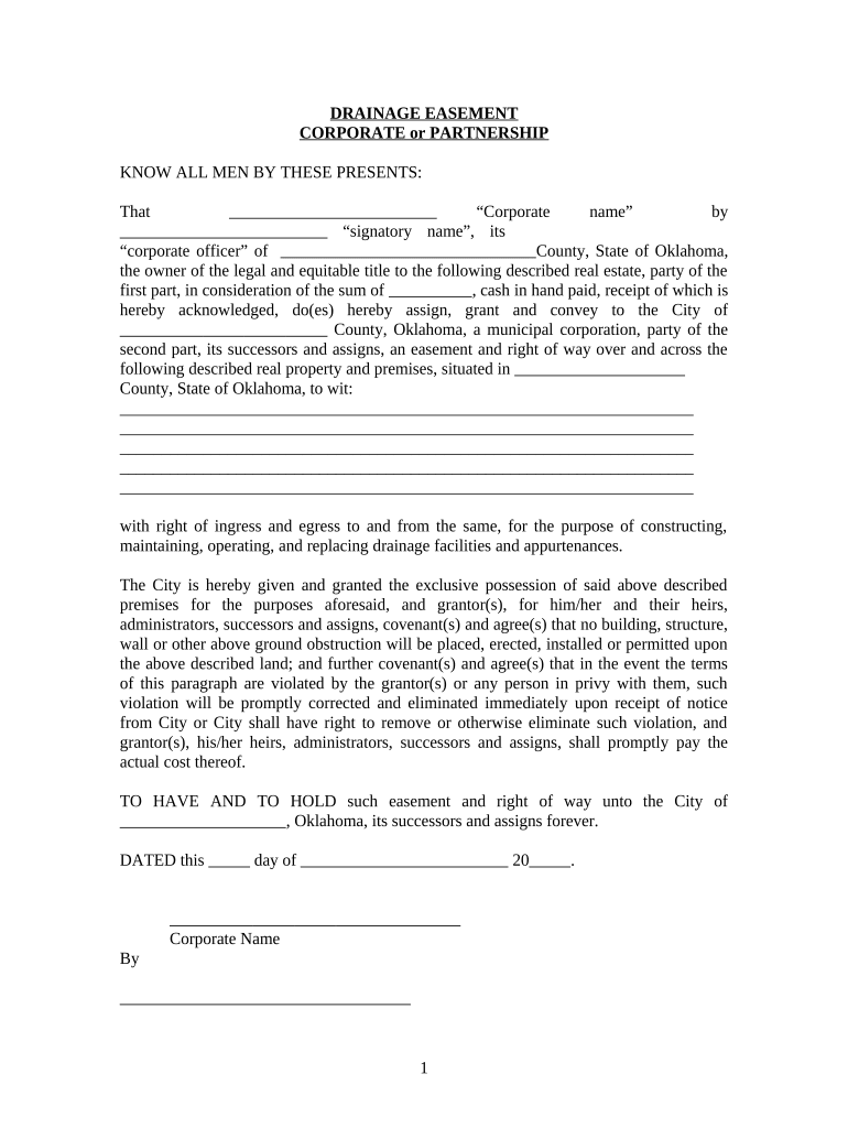 Oklahoma Easement  Form