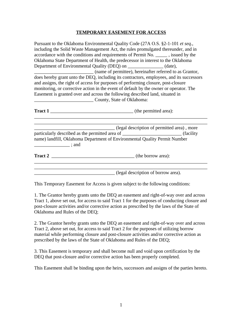 Oklahoma Easement  Form