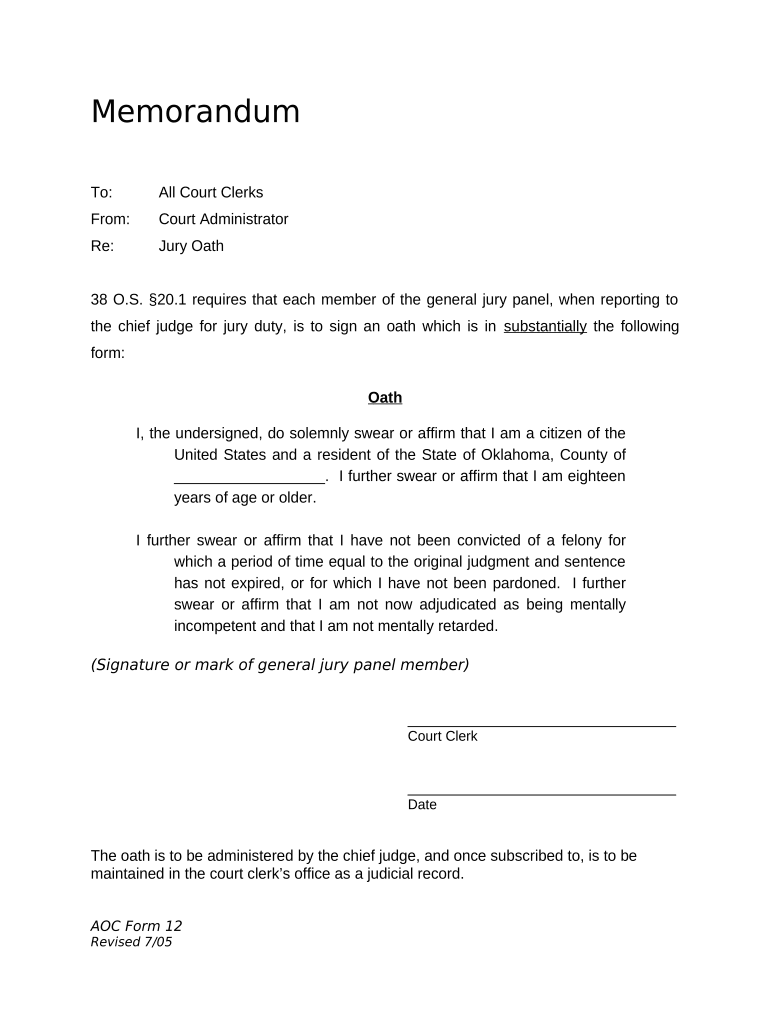 Oklahoma Jury Form